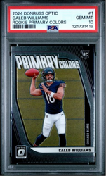 Graded 2024 Panini Donruss Optic Caleb Williams #1 Rookie Primary Colors Rookie RC Football Card PSA 10 Gem Mint