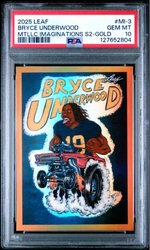Graded 2025 Leaf Bryce Underwood #MI3 Metallic Imaginations Series 2 Gold /99 Rookie RC Football Card PSA 10 Gem Mint