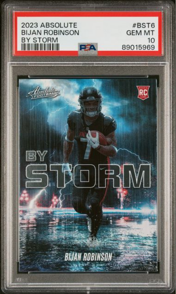 Graded 2023 Panini Absolute Bijan Robinson #BST6 By Storm Rookie RC Football Card PSA 10 Gem Mint