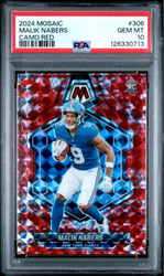Graded 2024 Panini Mosaic Malik Nabers #306 Red Rookie RC Football Card PSA 10 Gem Mint