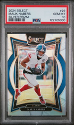 Graded 2024 Panini Select Malik Nabers #29 Silver Rookie RC Football Card PSA 10 Gem Mint (ONLINE ORDER ONLY)