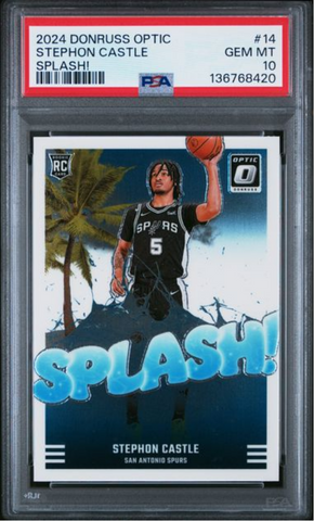 Graded 2024 Panini Donruss Optic Stephon Castle #14 Splash! Rookie RC Basketball Card PSA 10 Gem Mint (ONLINE ORDER ONLY)