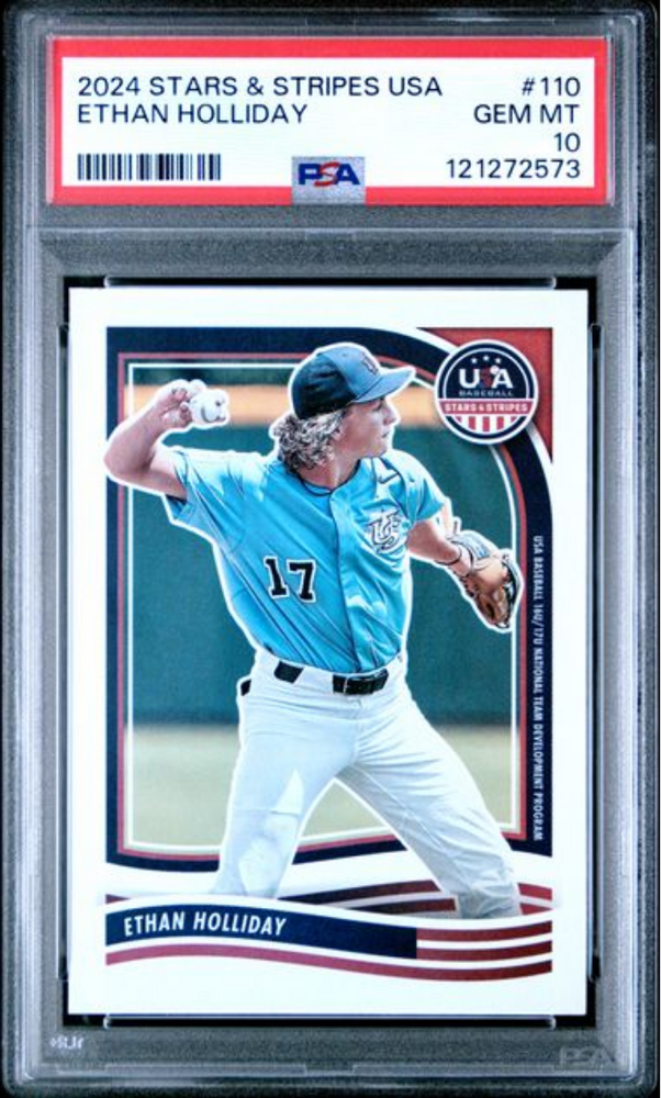 Graded 2024 Panini Stars & Stripes USA Ethan Holliday #110 Rookie RC Baseball Card PSA 10 Gem Mint (ONLINE ORDER ONLY)