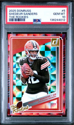 Graded 2025 Panini Donruss Shedeur Sanders #5 The Rookies Rookie RC Football Card PSA 10 Gem Mint