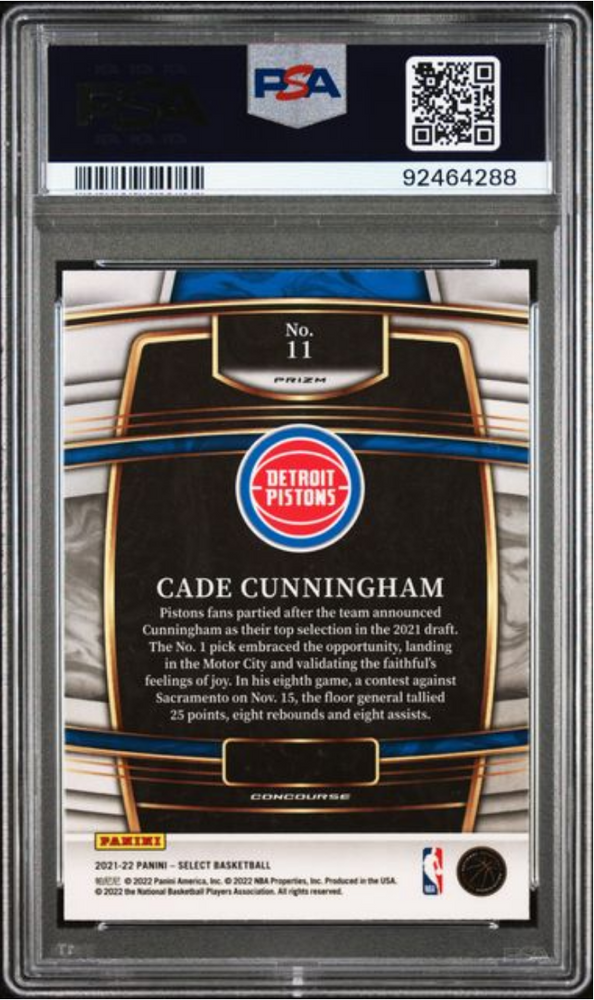 Graded 2021 Panini Select Cade Cunningham #11 Orange Flash Prizm Rookie RC Basketball Card PSA 10 Gem Mint