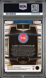 Graded 2021 Panini Select Cade Cunningham #11 Orange Flash Prizm Rookie RC Basketball Card PSA 10 Gem Mint