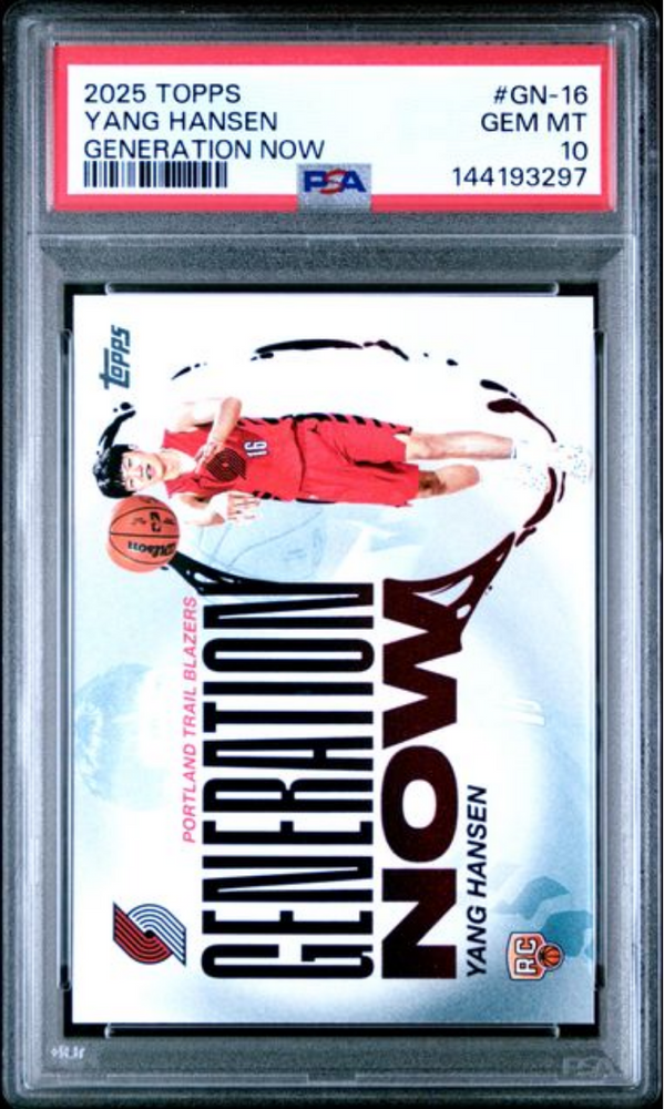Graded 2025 Topps Yang Hansen #GN16 Generation Now Rookie RC Basketball Card PSA 10 Gem Mint