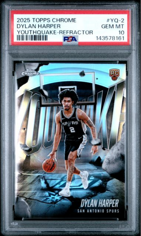 Graded 2025 Topps Chrome Dylan Harper #YQ2 Youthquake Refractor Rookie RC Basketball Card PSA 10 Gem Mint