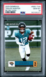 Graded 2025 Panini Donruss Travis Hunter #R05-TVH Retro 2005 Rookie RC Football Card PSA 10 Gem Mint