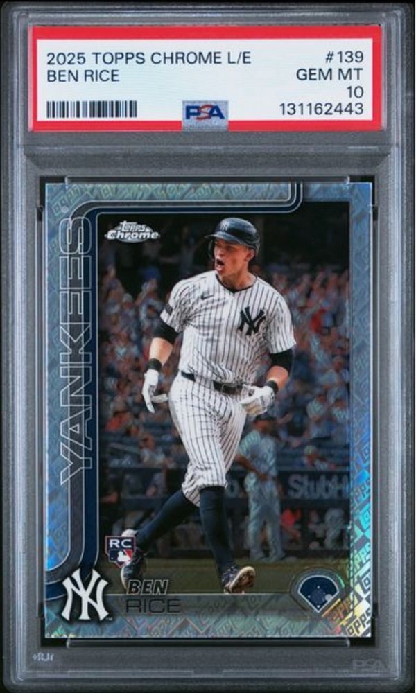 Graded 2025 Topps Chrome Logofractor Edition Ben Rice #139 Rookie RC Baseball Card PSA 10 Gem Mint