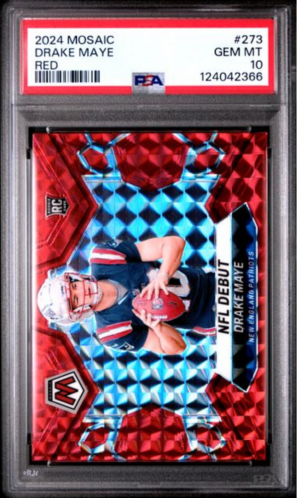 Graded 2024 Panini Mosaic Drake Maye #273 Red Rookie RC Football Card PSA 10 Gem Mint
