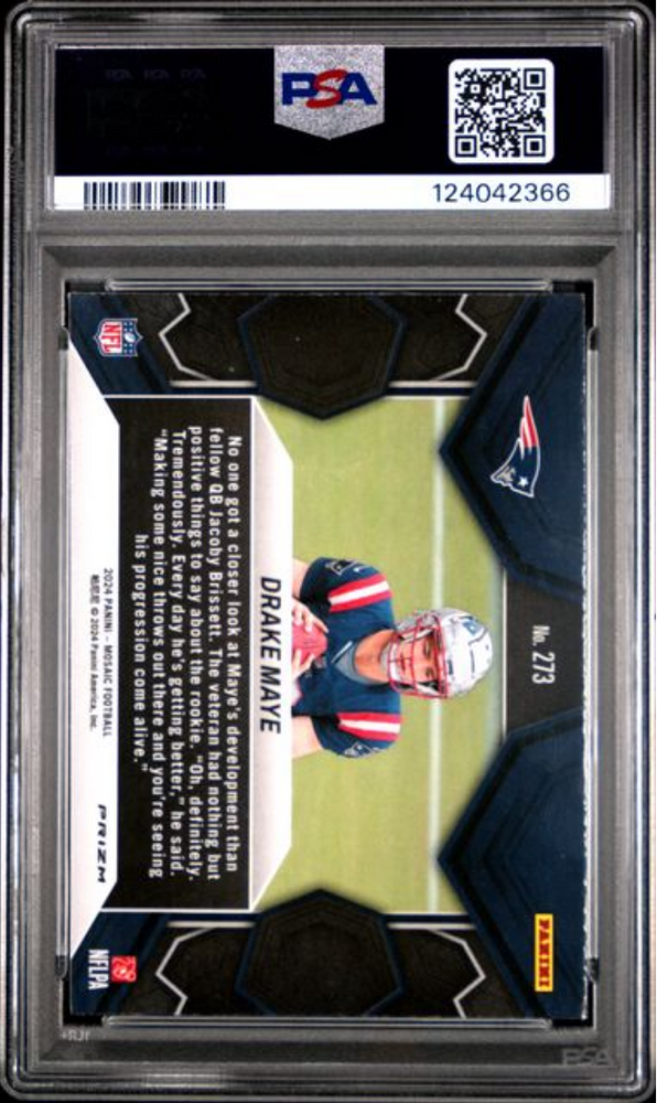Graded 2024 Panini Mosaic Drake Maye #273 Red Rookie RC Football Card PSA 10 Gem Mint