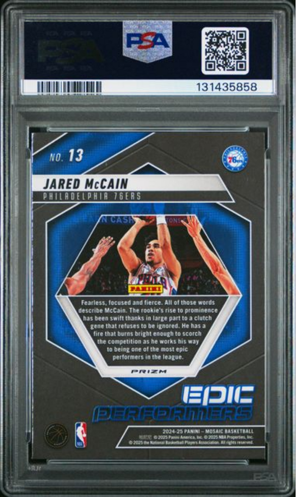 Graded 2024 Panini Mosaic Jared McCain #13 Epic Performers Mosaic Rookie RC Basketball Card PSA 10 Gem Mint