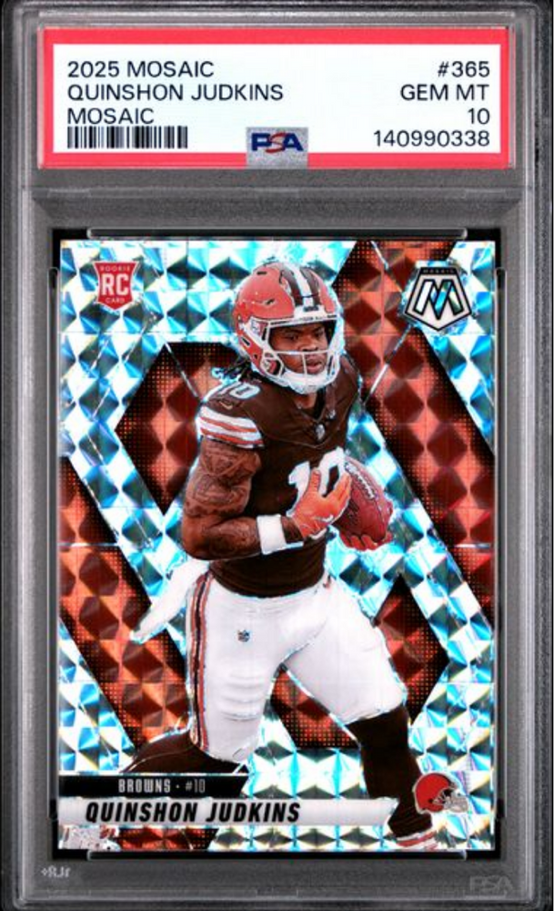 Graded 2025 Panini Mosaic Quinshon Judkins #365 Mosaic Rookie RC Football Card PSA 10 Gem Mint