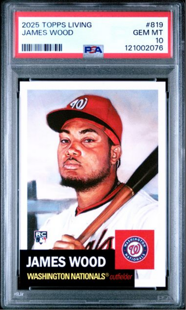 Graded 2025 Topps Living James Wood #819 Rookie RC Baseball Card PSA 10 Gem Mint