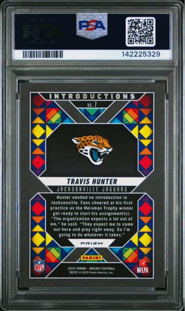 Graded 2025 Panini Mosaic Travis Hunter #7 Introductions Silver Rookie RC Football Card PSA 10 Gem Mint