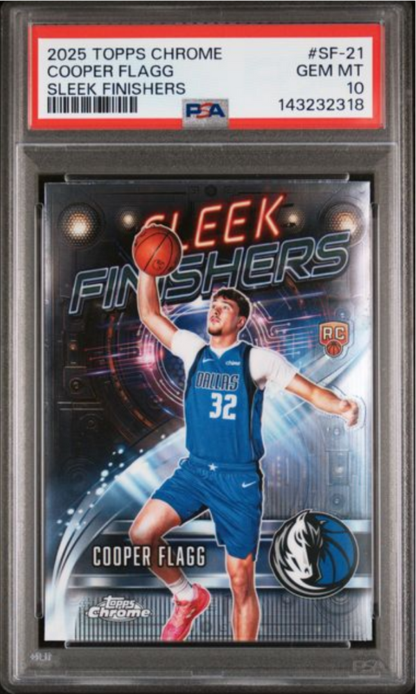 Graded 2025 Topps Chrome Cooper Flagg #SF21 Sleek Finishers Rookie RC Basketball Card PSA 10 Gem Mint