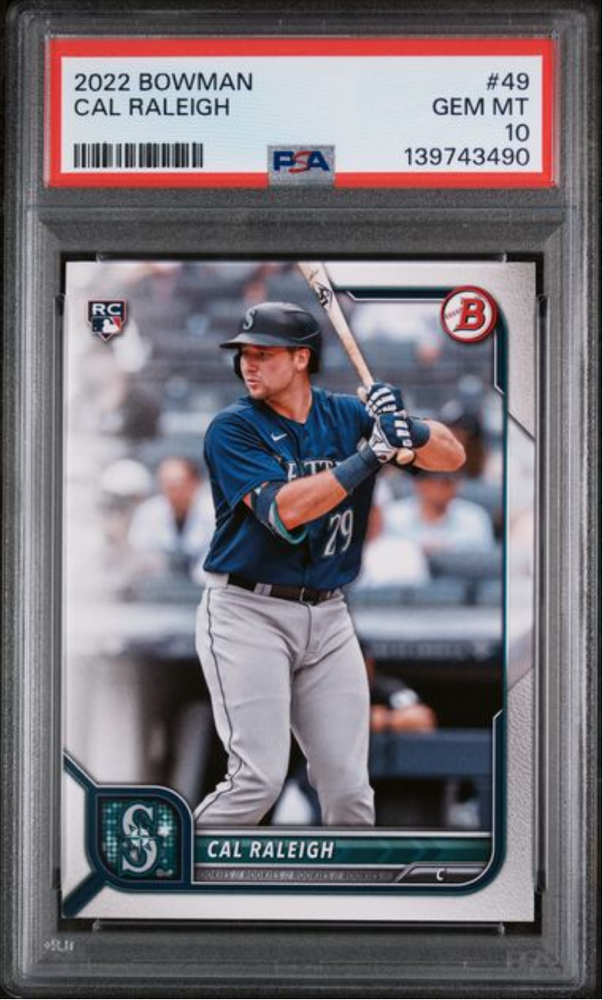 Graded 2022 Topps Bowman Cal Raleigh #49 Rookie RC Baseball Card PSA 10 Gem Mint