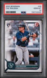 Graded 2022 Topps Bowman Cal Raleigh #49 Rookie RC Baseball Card PSA 10 Gem Mint