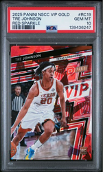 Graded 2024 Panini NSCC VIP Gold Tre Johnson #RC19 Red Sparkle /99 Rookie RC Basketball Card PSA 10 Gem Mint
