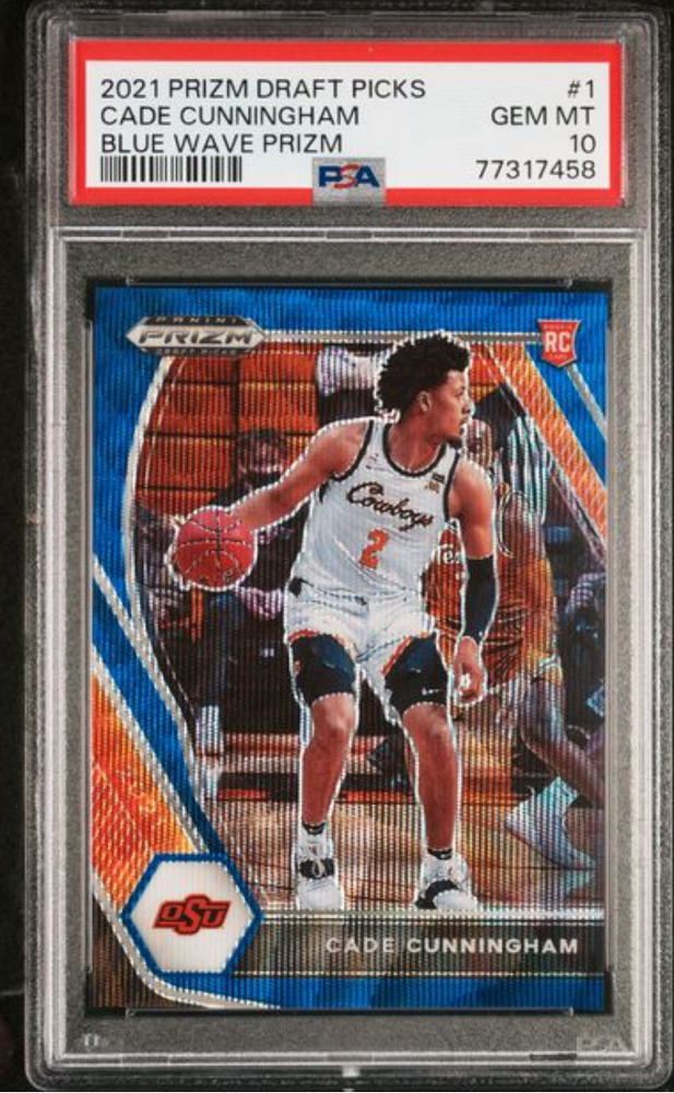 Graded 2021 Panini Prizm Draft Picks Cade Cunningham #1 Blue Wave Prizm /249 Rookie RC Basketball Card PSA 10 Gem Mint