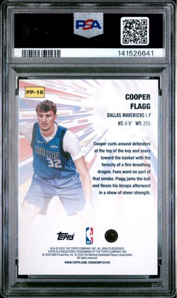 Graded 2025 Topps Cooper Flagg #PP16 Power Players Rookie RC Basketball Card PSA 9 Mint