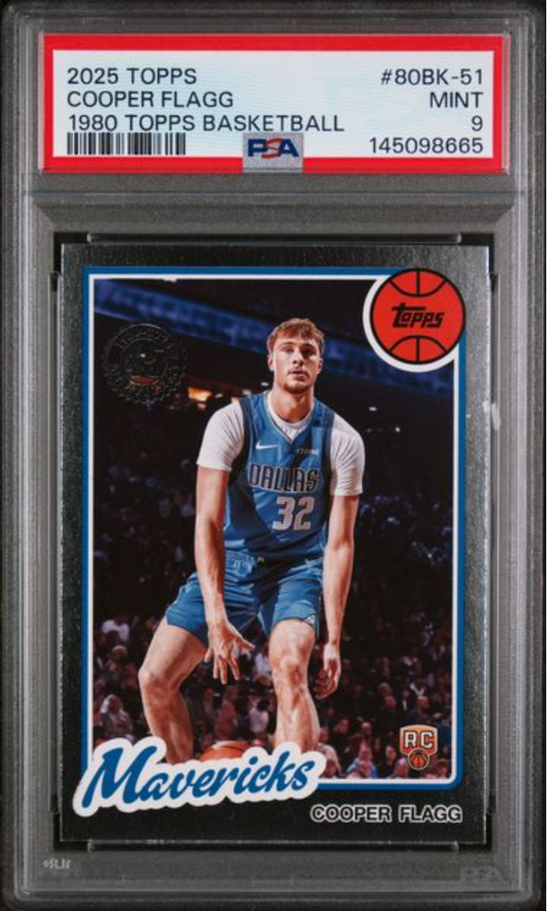 Graded 2025 Topps Cooper Flagg #80BK-51 1980 Topps Basketball Rookie RC Basketball Card PSA 9 Mint