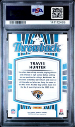 Graded 2025 Panini Donruss Travis Hunter #3 Rated Rookies Throwback Rookie RC Football Card PSA 10 Gem Mint