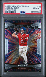 Graded 2025 Panini Prizm Draft Picks Jaxson Dart #11 Brilliance Rookie RC Football Card PSA 10 Gem Mint