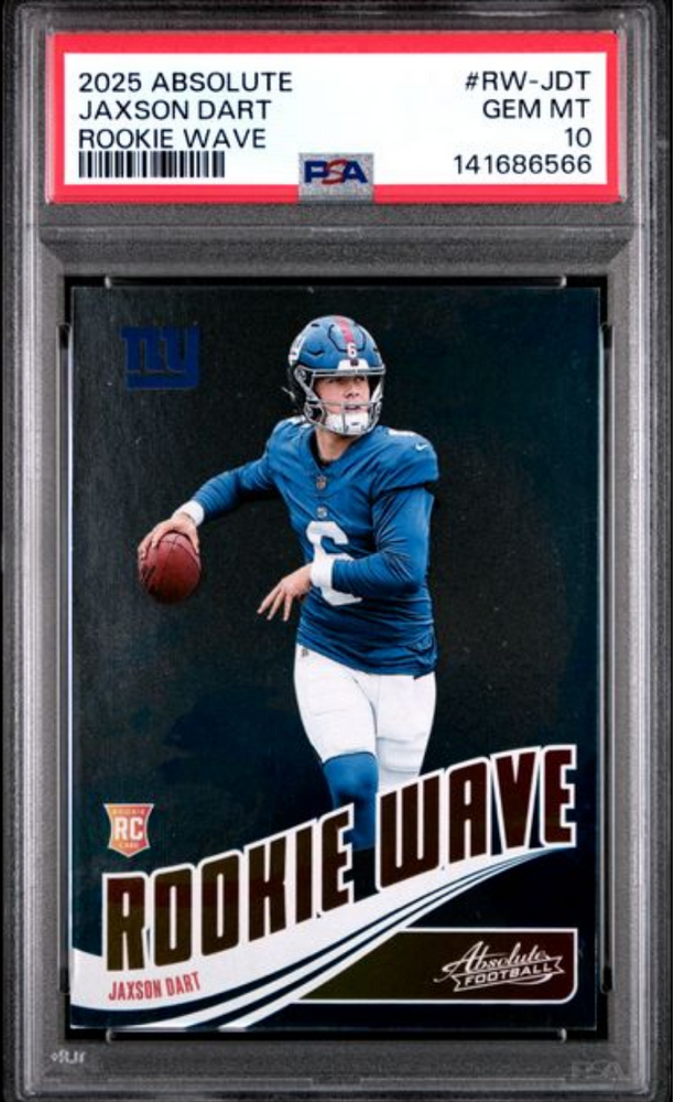 Graded 2025 Panini Absolute Jaxson Dart #RWJDT Rookie Wave Rookie RC Football Card PSA 10 Gem Mint