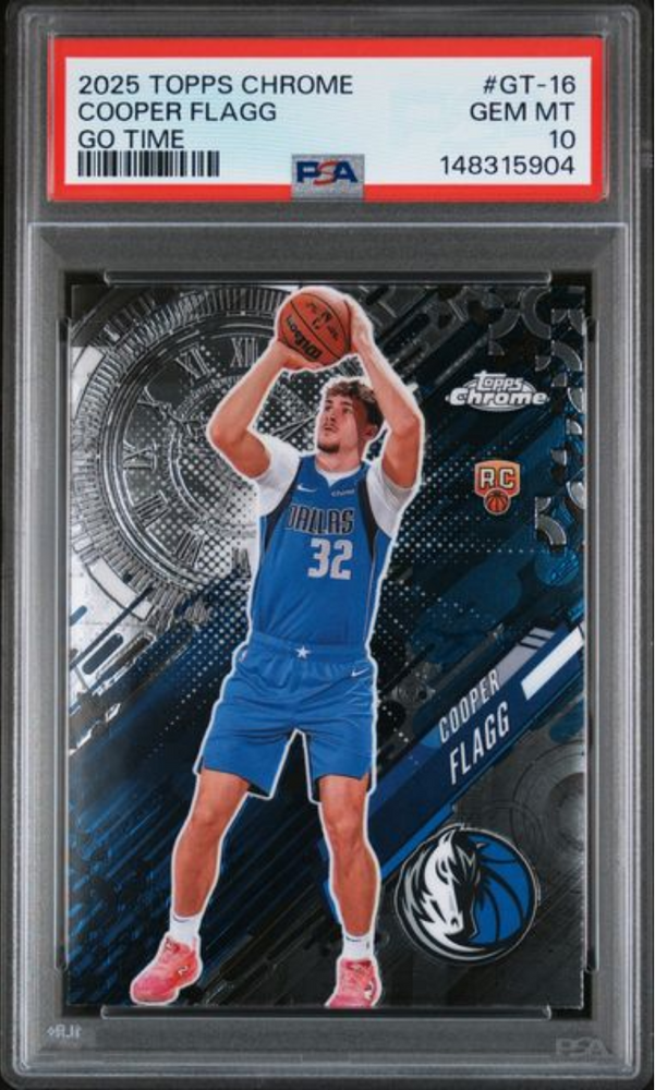 Graded 2025 Topps Chrome Cooper Flagg #GT16 Go Time Rookie RC Basketball Card PSA 10 Gem Mint