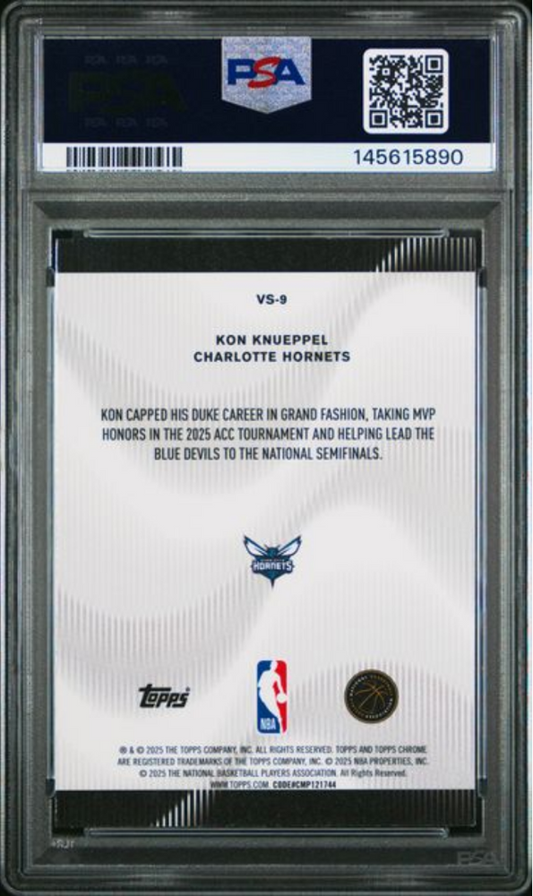 Graded 2025 Topps Chrome Kon Knueppel #VS9 Voices Rookie RC Basketball Card PSA 9 Mint
