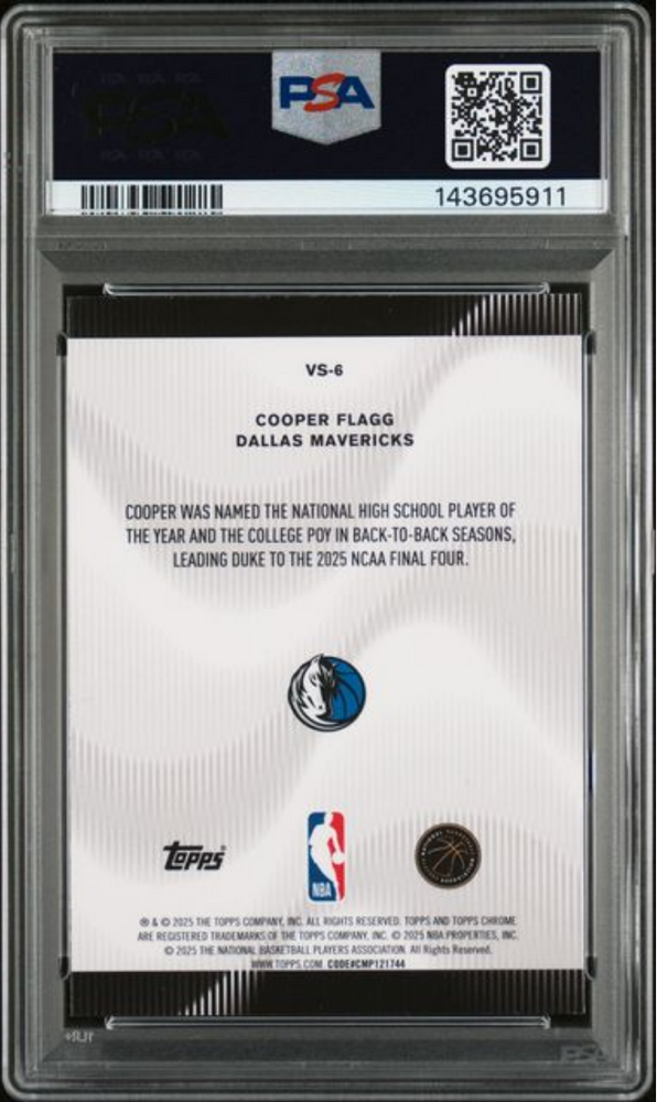 Graded 2025 Topps Chrome Cooper Flagg #VS6 Voices Rookie RC Basketball Card PSA 10 Gem Mint