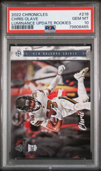 Graded 2022 Panini Chronicles Chris Olave #218 Luminance Update Rookies Rookie RC Football Card PSA 10 Gem Mint