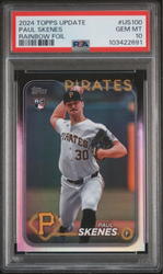 Graded 2024 Topps Update Paul Skenes #US100 Rainbow Foil Rookie RC Baseball Card PSA 10 Gem Mint