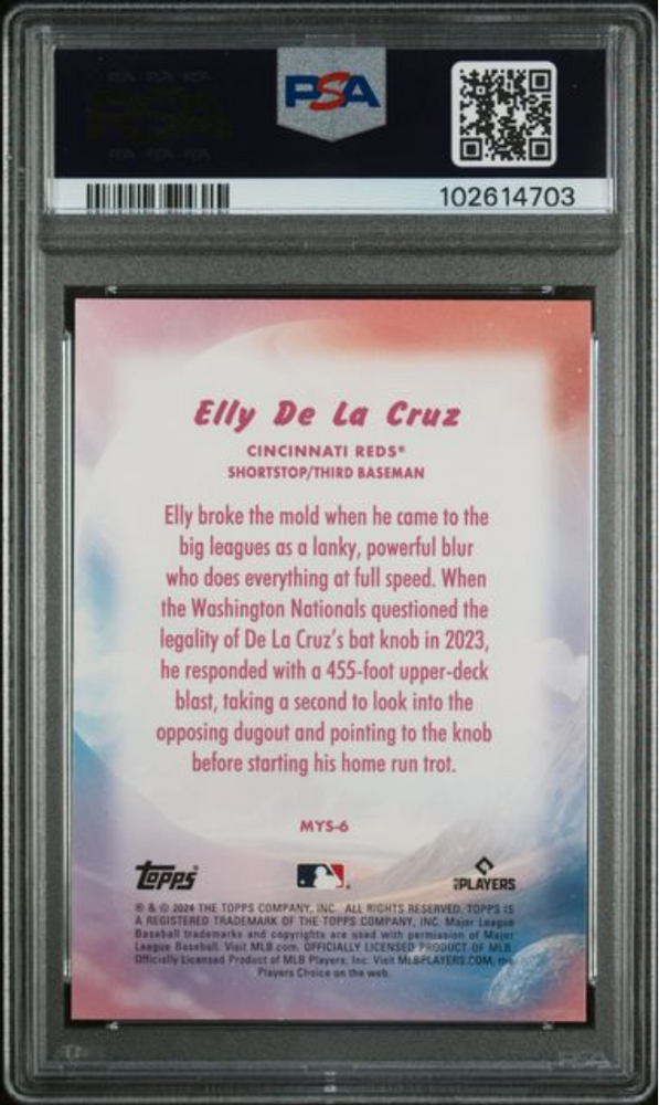 Graded 2024 Topps Update Elly De La Cruz #MYS6 Mystical Blue Rookie RC Baseball Card PSA 10 Gem Mint