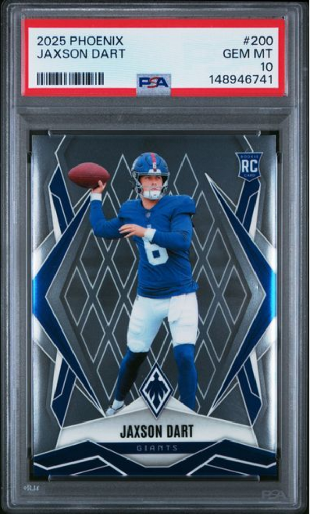 Graded 2025 Panini Phoenix Jaxson Dart #200 Rookie RC Football Card PSA 10 Gem Mint
