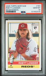 Graded 2025 Topps Heritage Rhett Lowder #181 Bicentennial /200 Rookie RC Baseball Card PSA 10 Gem Mint