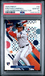 Graded 2025 Topps Finest Kristian Campbell #98 Checkerboard Refractor Rookie RC Baseball Card PSA 10 Gem Mint