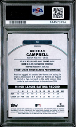Graded 2025 Topps Finest Kristian Campbell #98 Checkerboard Refractor Rookie RC Baseball Card PSA 10 Gem Mint