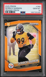 Graded 2025 Panini Prizm Derrick Harmon #368 Orange Prizm /249 Rookie RC Football Card PSA 10 Gem Mint