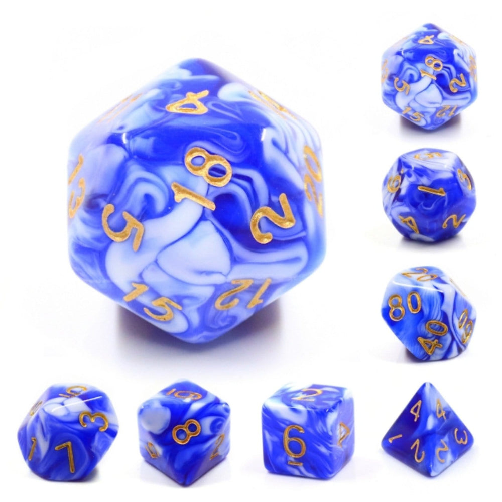 Blue Porcelain RPG Dice Set (ONLINE ORDER ONLY)