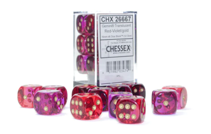 CHESSEX: D6 Gemini DICE SETS - 16mm (Online Order Only)
