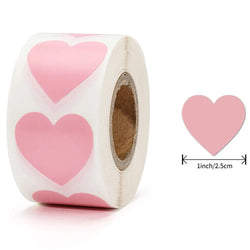 500Pcs/Roll DlY Writing Pink Heart Stickers 2.5cm/1.0in DlY Decoration Perfect For Notebook PC Pad Fridge Gift Seal Labels (Online Order Only)
