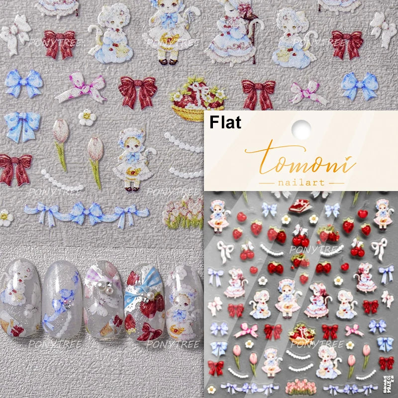 Shiny Attractive Apple Core Peel Cute Fruits Bowknot Tie Star Self Adhesive Nail Art Stickers Charming Rhinestone Manicure Decal (ONLINE ORDER ONLY)
