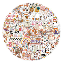 10/30/50/100PCS Halloween Cartoon Ghost Stickers Graffiti Toys DIY Notebook Phone Bike Motorcycle Notebook Car Decals Decoration (ONLINE ORDER ONLY)