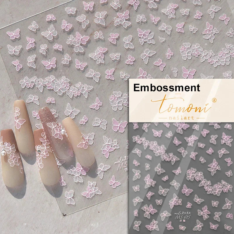 Charming White Shiny Pearl Rhinestone Wings Feathers Crown Moon Stars 3D Self Adhesive Nail Art Sticker Manicure Decal Wholesale (ONLINE ORDER ONLY)