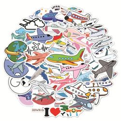 10/50PCS Aircraft Stickers Children's Toys Vehicle Airplane Stickers for Luggage Skateboard Laptop Home Refrigerator Decoration (ONLINE ORDER ONLY)