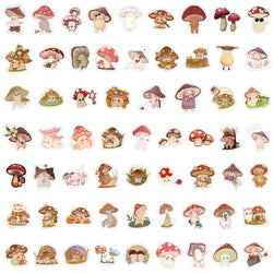 10/30/60pcs Retro Cute Mushroom Cartoon Stickers Decals Laptop Suitcase Phone Guitar Scrapbook Decoration Sticker for Kids Toys (ONLINE ORDER ONLY)