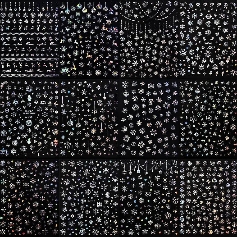 3D Snowflake Nail Art Decals Sliver Bronzing 3D Christmas Nail Art Decoration Self Adhesive Winter Christmas New Year Slides Y2K (ONLINE ORDER ONLY)